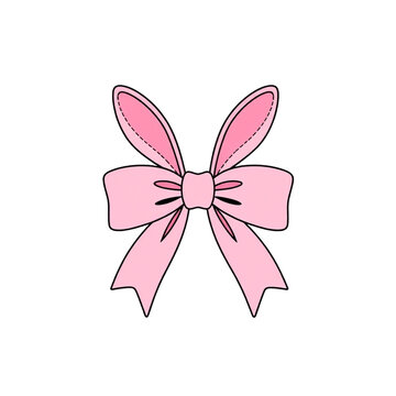 Easter bow icon in pastel pink for spring holiday greeting cards, isolated vector, clean edges, no shadows, transparent background