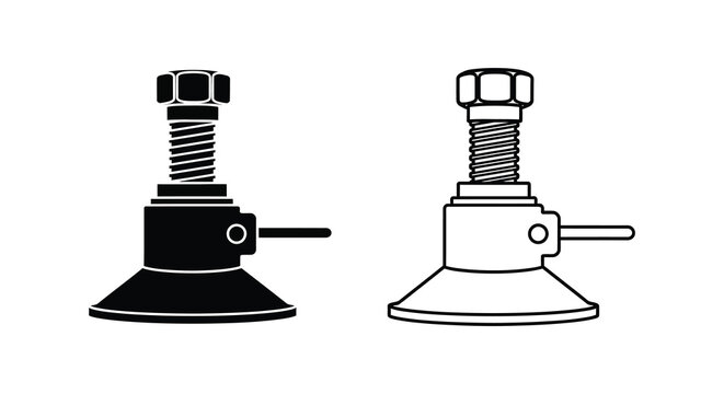 Floor Jack Silhouette In Black And White Automotive Lifting Equipment