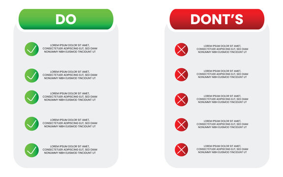 Simple Do and Don't List Infographic Template with Green and Red Checklist Items