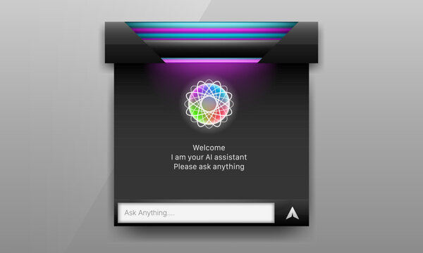 Futuristic dark AI assistant widget user interface template