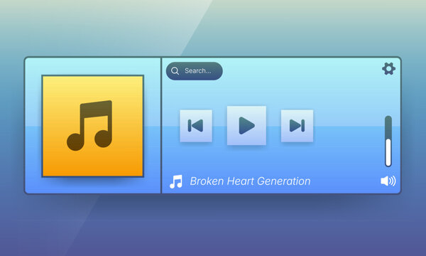 Minimalist music player widget user interface design template