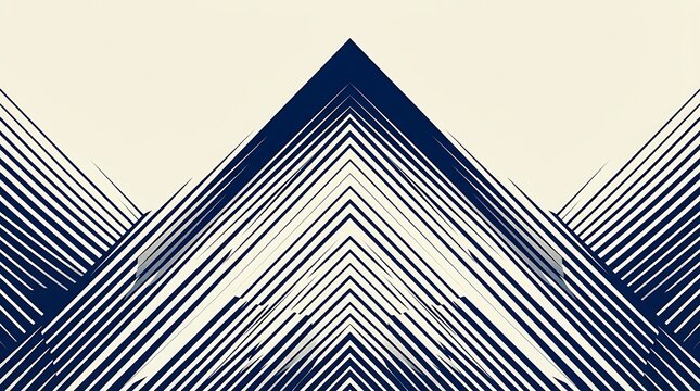 Abstract geometric mountain peaks with blue linear patterns