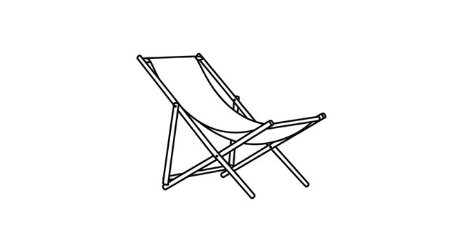 Folding Beach Chair Line Drawing On White Background
