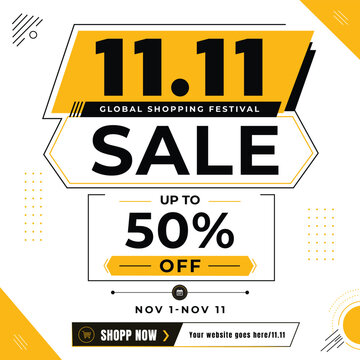 11.11 Global Shopping Festival Sale Banner with Up to 50 Percent Off