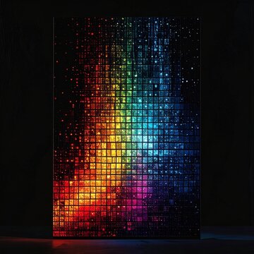 Colorful Pixel Mosaic Panel with Rainbow Gradient