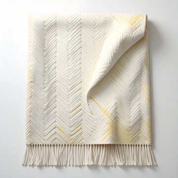 Soft White Textured Throw Blanket with Fringe Detail