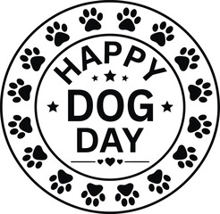 Happy dog day circular emblem logo with paw print border circular typography celebration © Subarna