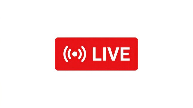 Red live stream button icon. Digital broadcast sign for online video streaming platforms.