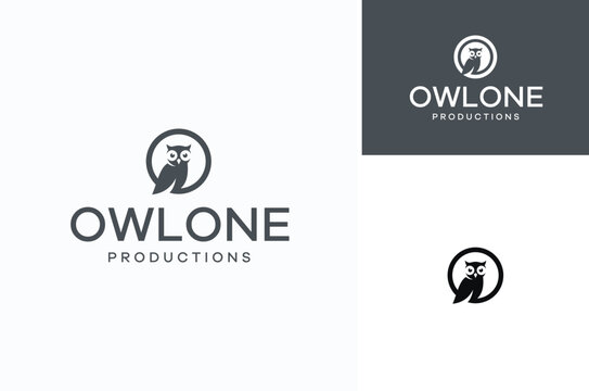 Initial Letter O for Owl Bird Silhouette In Circle Line Simple Minimalist Modern Logo Design
