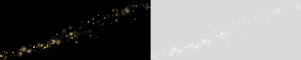 Bright gold bokeh sparkles across space. Glowing dust adds magical depth. Transparent PNG for creative backgrounds. © Freesstock