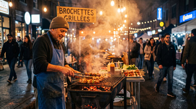 street food vendor grill night market