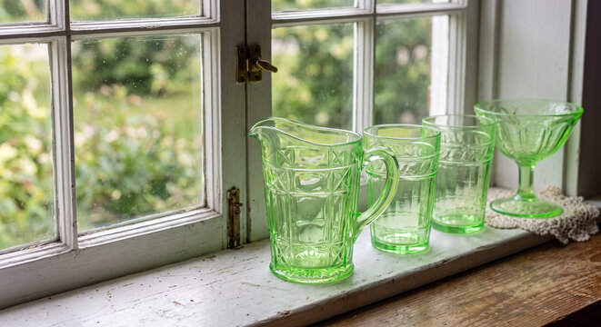 uranium glass collection green vintage