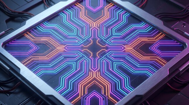 Abstract geometric microchip pattern