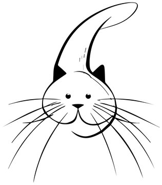 Minimalist catfish with whiskers sensing concept with depicts minimalist illustration monochrome drawing cartoon feline animal simple with design