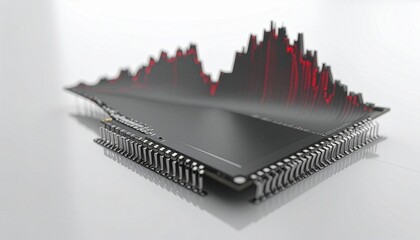 Naklejka premium 暴落する株価チャートを映し出す半導体チップの金融イメージ