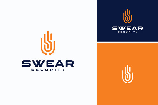 Initial Letter S with Raised Hand Swear shape or Oath Sworn logo design