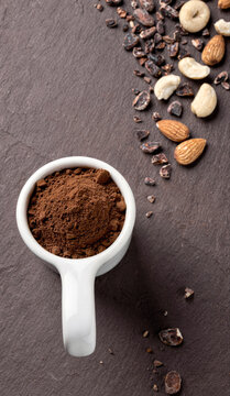 Cocoa Powder Scoop with Cacao Nibs and Mixed Nuts