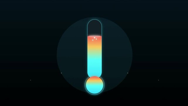 Digital progress bar indicators showing rising heat levels in three circular graphical loading icons