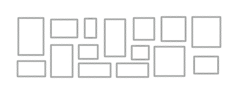 Celtic Knot Border Frame Vector Set, Decorative Vintage Square and Rectangle Frames, Ornamental Interlace Border Collection, Elegant Celtic Pattern Outline, Black and White Vector Design
