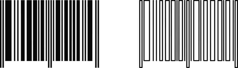 Obraz premium Barcode Pattern Set - Traditional and Outline Style Vector Illustration