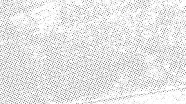 Animated White Halftone Dot Grunge Texture background overlay loop. Vintage paper style motion graphic. Distressed vintage paper pattern retro print background for overlays.
