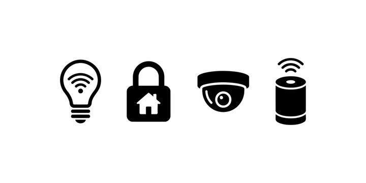 Modern flat icons set of smart home devices with wireless signals