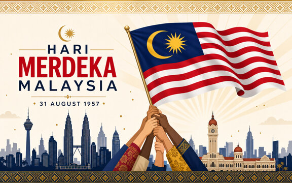 Malaysia Independence Day Background Design. Translation :  Happy Independence Day. August 31.