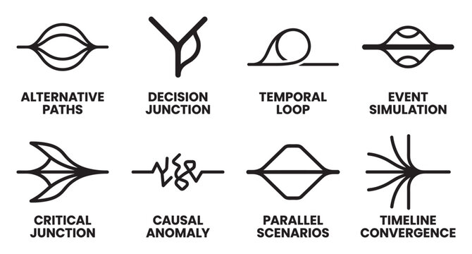 Abstract symbols for alternative paths and decision junctions.