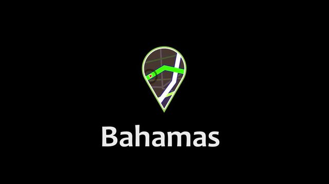 Bahamas Island Map Concept with Digital Location Marker and GPS Navigation Design. red arrow icon direction on the map road.