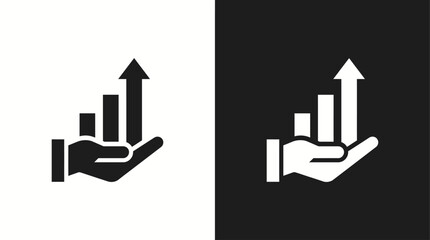 Fototapeta premium Growth Bar Chart Icon in Hand Minimalist Vector Illustration
