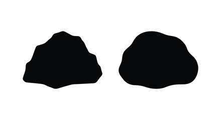 Two black rock silhouettes against a white background simple geological forms black and white © Mithon