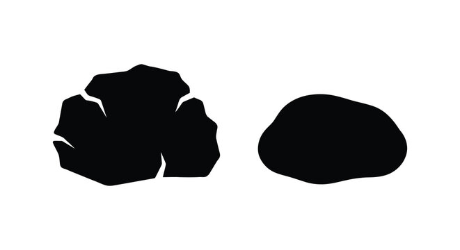 Rock silhouettes on a white background simple black shapes isolated for design elements