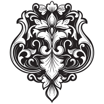 Baroque-style line art for decoration vintage abstract lines.