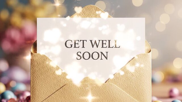 Get Well Soon Card Emerging from Opening Envelope