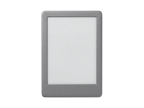 Electronic reading device with blank screen gray casing on transparent background ebook