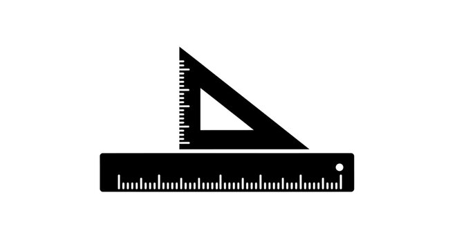 Set square ruler for drawing with ruler white background measurement measuring precision equipment geometry triangle drafting tool