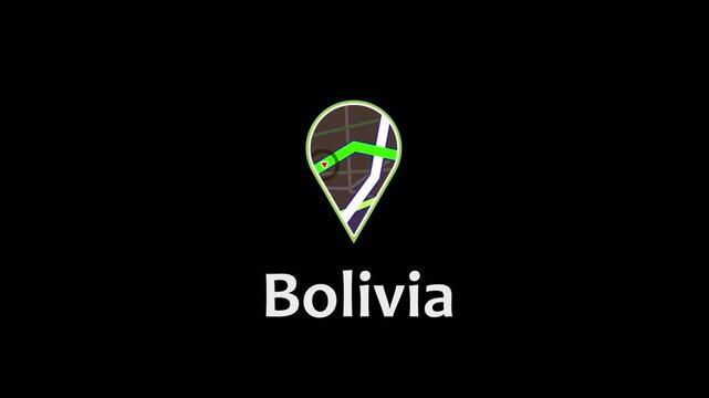 Bolivia Map Concept with Digital Location Marker and Modern Navigation Design. red arrow icon direction on the map road.