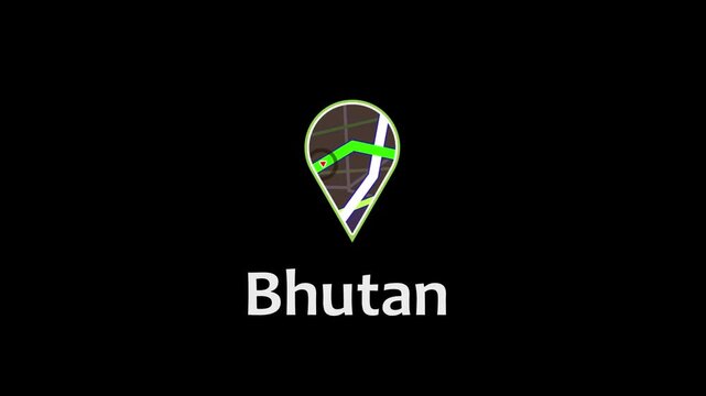 Bhutan Map Concept with Digital Location Marker and Modern Navigation Design. red arrow icon direction on the map road.