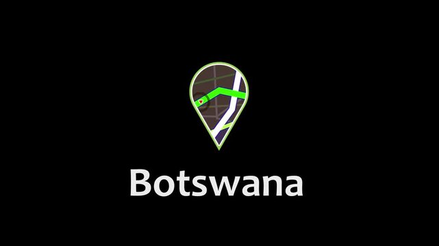 Botswana Map Concept with Location Marker and Digital Navigation Design. red arrow icon direction on the map road.