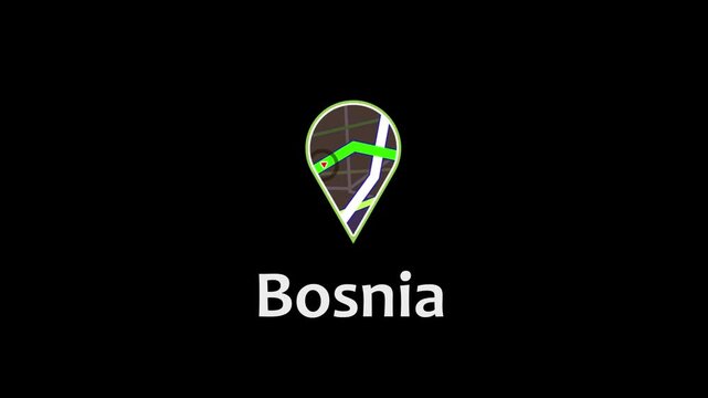 Bosnia and Herzegovina Map Concept with Digital Location Marker and Navigation Design. red arrow icon direction on the map road.