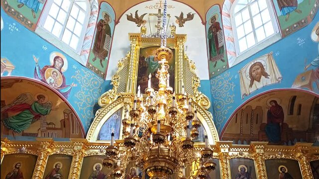 Pechory, Pskov Region &ndash; July 15, 2026: Interiors of the Church of the Forty Martyrs of Sebaste