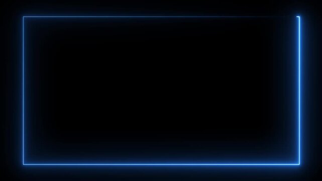 blue color Rectangle glowing neon frame background animation, Glowing neon rectangle border frame in the shape rectangle,Neon abstract red color rectangle box and image, 4k quality neon line animation