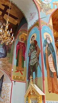 Pechory, Pskov Region &ndash; July 15, 2026: Interiors of the Church of the Forty Martyrs of Sebaste