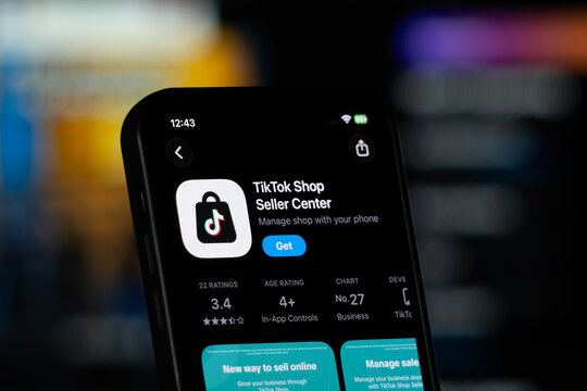 San Francisco, United States - 11 July 2026: App Store page of the TikTok Shop Seller Center app is seen on a smartphone screen.