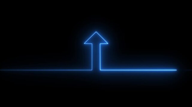 Abstract Glowing neon line icon and up arrow animation. growth up concept, Money, profit, investment, growth business up arrow animation on black background.4k quality animation video..