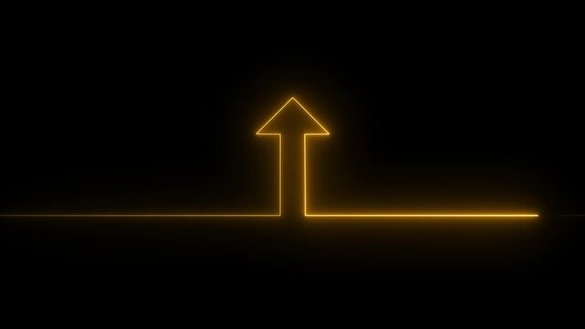 Abstract Glowing neon line icon and up arrow animation. growth up concept, Money, profit, investment, growth business up arrow animation on black background.4k quality animation video..