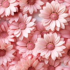 Fototapeta premium 3D Flower Seamless Pattern, Floral Repeat Background, Botanical Surface Pattern, Elegant Bloom Texture, Digital Paper, Textile Print Design