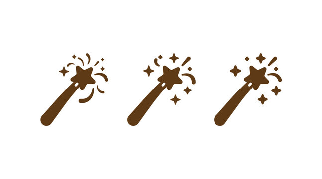 Collection of magic wand icons with star sparkles witchcraft enchantment mystical esoteric graphics mysterious fairytale illustration mystique abstract