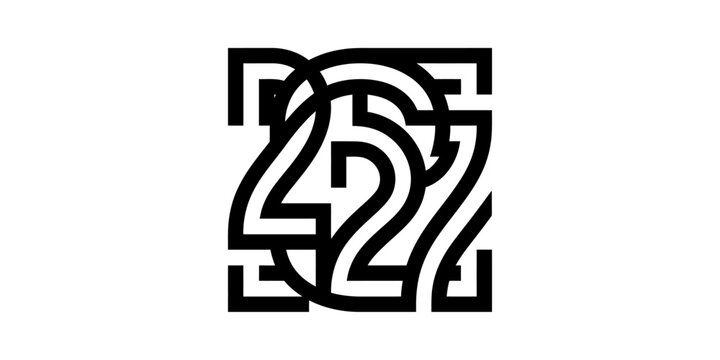 Abstract geometric number 27 design, minimalist black and white