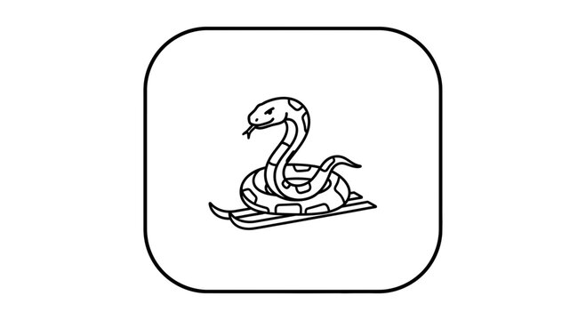 snake on sled, black and white